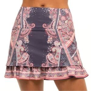 Lucky In Love Tennis Paisley Women's Skirt Size XS Grey Purple